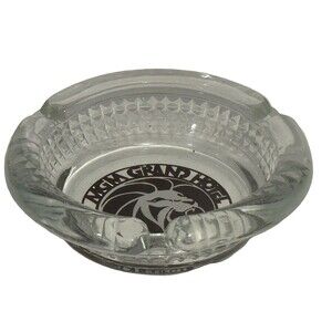 MGM Grand Hotel Ashtray Clear Glass 4" Las Vegas Casino Lion Logo